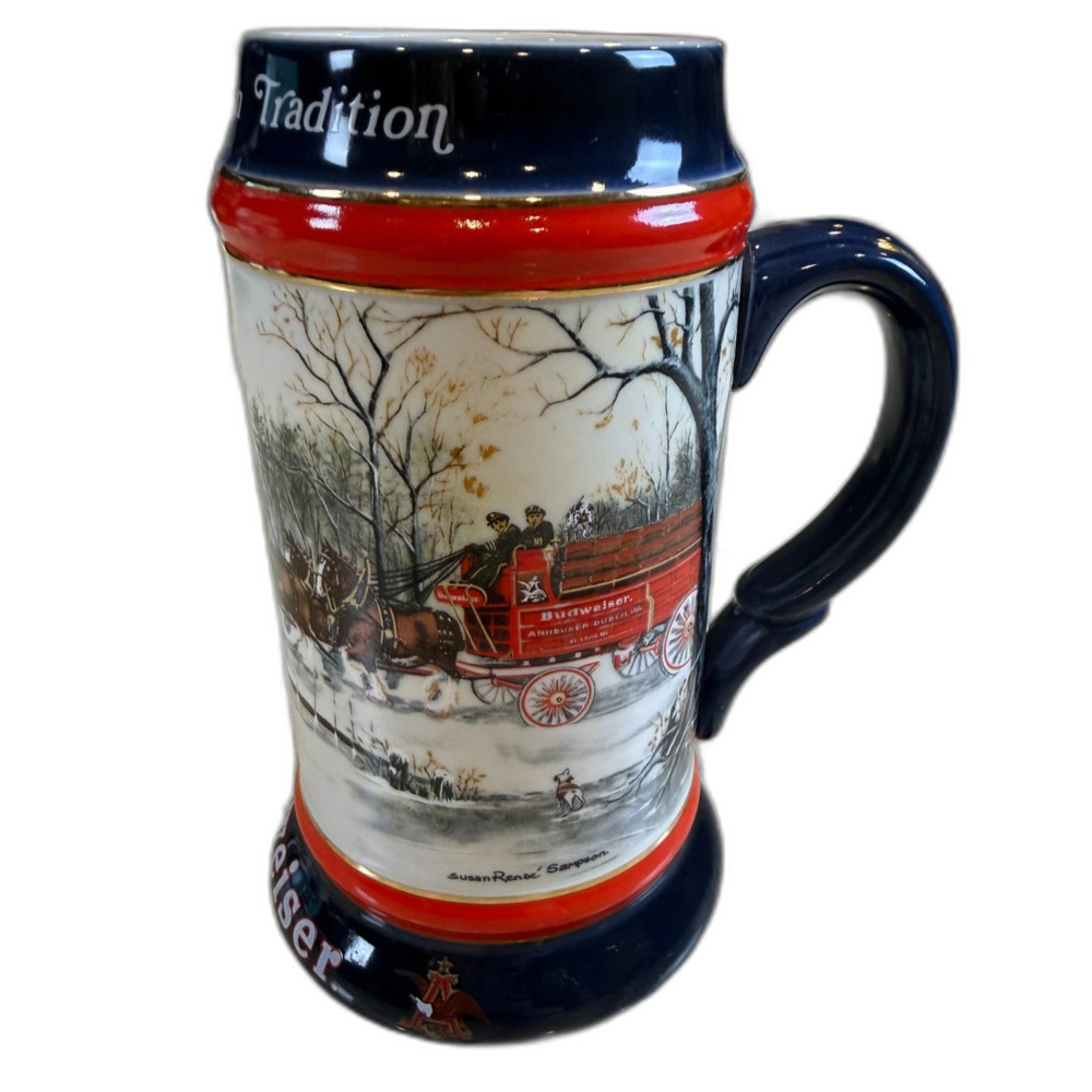 1990 Budweiser Clydesdales "An American‎ Tradition" Collector Beer Stein
